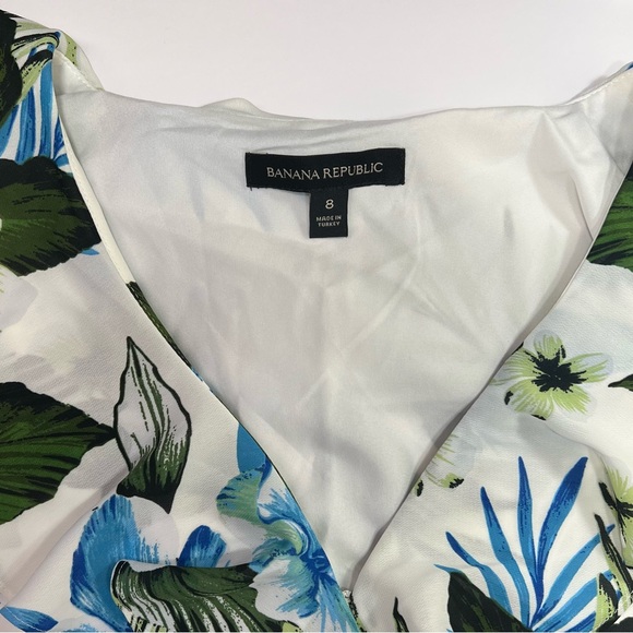 Banana Republic Floral High Low Maxi Dress - white/green/blue, size 8 - Picture 4 of 11